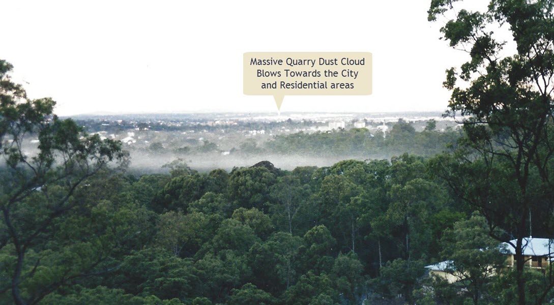 Click to Enlarge Mt Coot-tha Quarry Dust Cloud Blows Towards Toowong Suburb