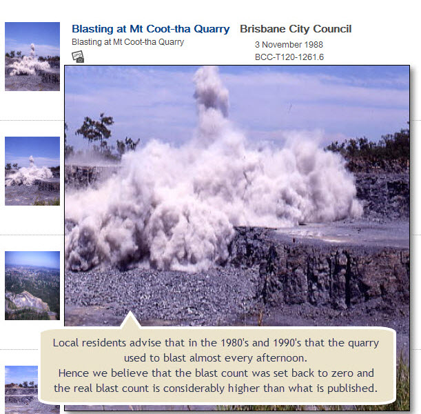 Click to Enlarge Mt Coot-tha Quarry Blast November 1988