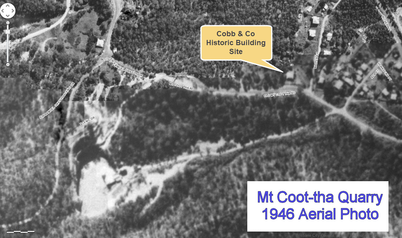 Click to Enlarge Mt Coot-tha Quarry Aerial Photo 1946