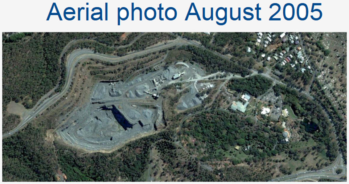Click to Enlarge Mt Coot-tha Quarry Aerial Photo 2005
